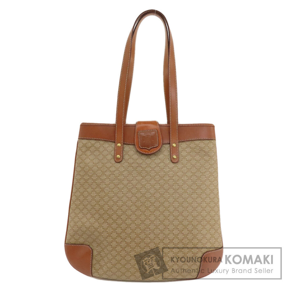 Celine Macadam Leather Brown Shoulder Tote Bag